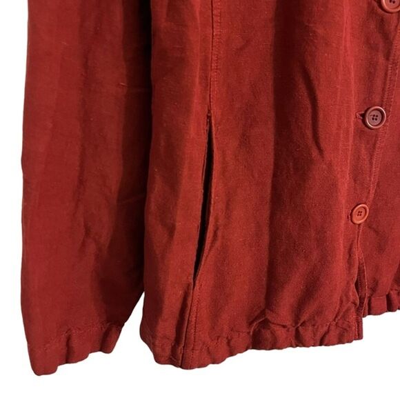 Johnny Was Collection Red Linen Rayon Collared Button Jacket Blouse Size XS - Picture 3 of 7